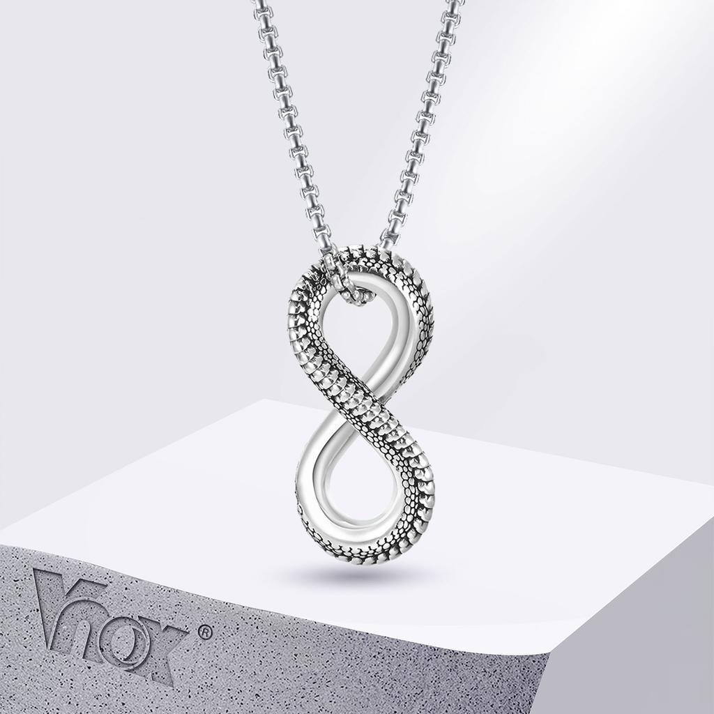 Vnox Vintage Color Infinite Symbol Snake Pattern Pendant Necklace Personalized 8-Shaped Animal Collar Jewelry