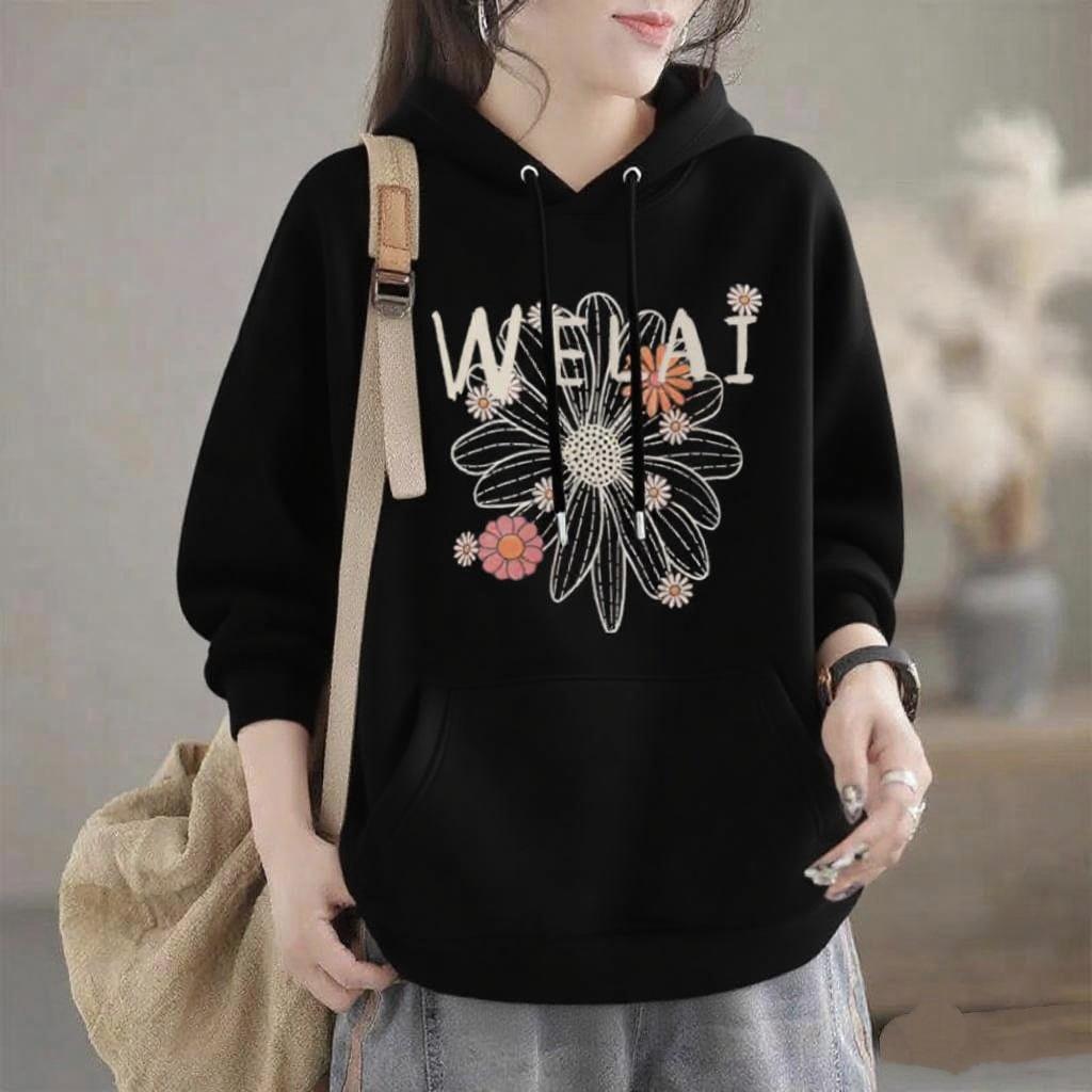 Damen Lockerer Kapuzenpullover mit überschnittenen Schultern - Dünn, lässig und vielseitig für Herbst und Winter