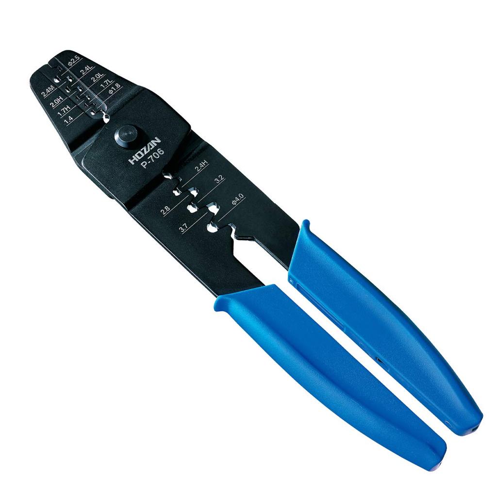 HOZAN Crimping Tool (for open barrel type contacts) Crimping pliers Die section has stepped thin finish AWG#28~#14 P-706