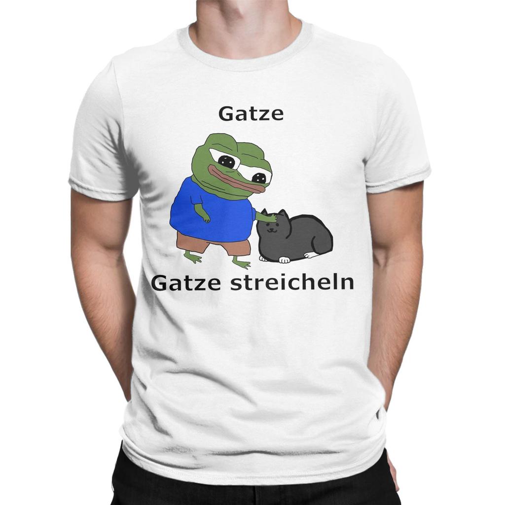 Klappa katt Husdjur Katt Meme T-shirt Män P-pepe Grodan Grym 100% Bomull T-shirts O-hals Kortärmade T-shirts Sommarkläder
