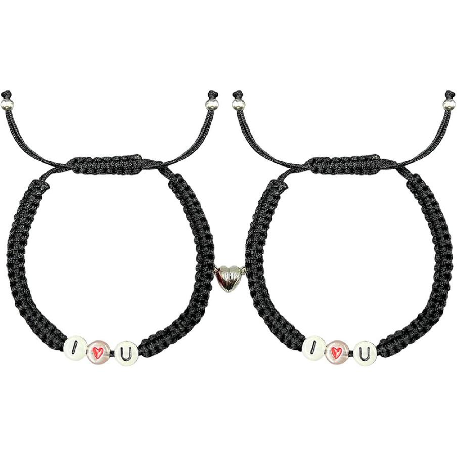 Heart Couples Bracelets Personalized Handmade Braided Bracelets Matching Bracelets for Couples Relationship Bracelets Adjustable Promise Bracelets