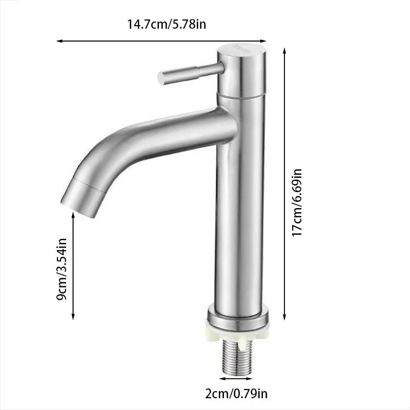 Grifo de lavabo frío G1/2 , grifo de lavabo de baño de acero inoxidable, instalación de cubierta, grifo de lavabo