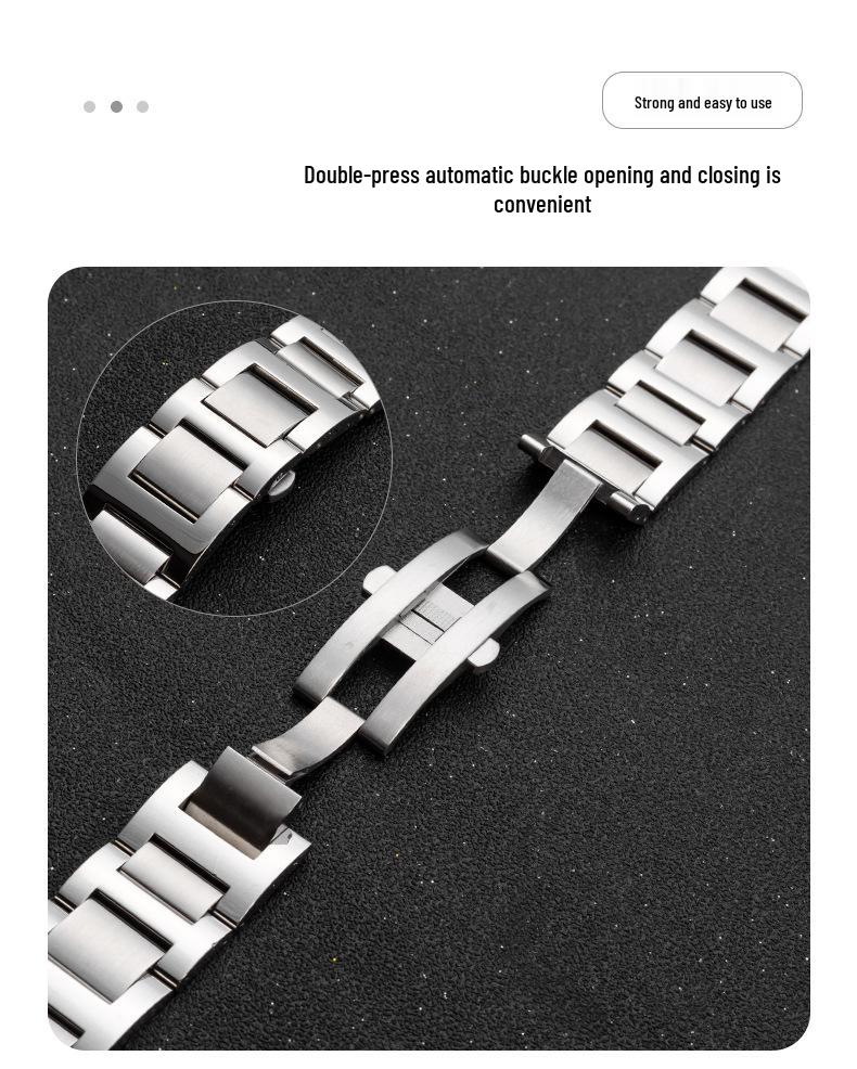 Stainless Steel Replacement Strap for Cartier Ballon Bleu - Men's & Women's Convex Mouth Watch Bracelet