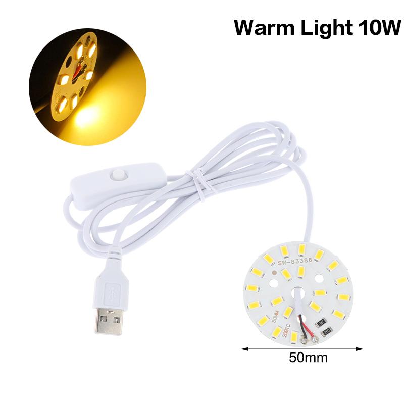 1 Pcs Dc5V Dimmable 48/55Mm Led Chips Smd5730 Led Lamp Usb Dimmer 5W 10W Light Board White Warm Light With On/Off Swicth Cable