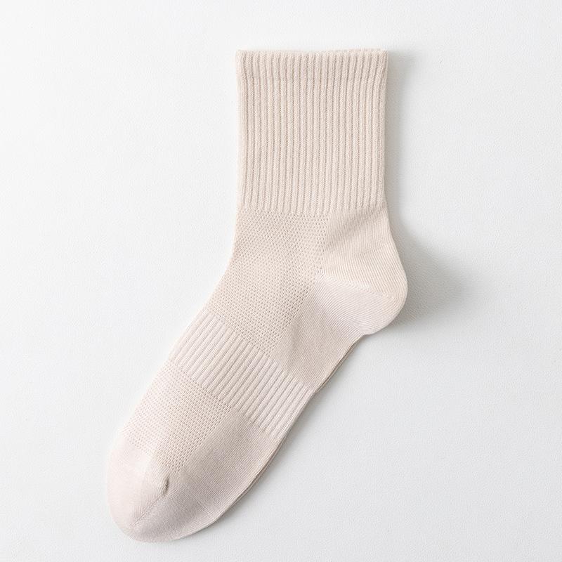 

Летние носки из чистого хлопка для женщин, носки до середины икры, бесшовный мысок, влагоотводящие тонкие носки, дышащие носки для весны и осени 1 pair бежевый