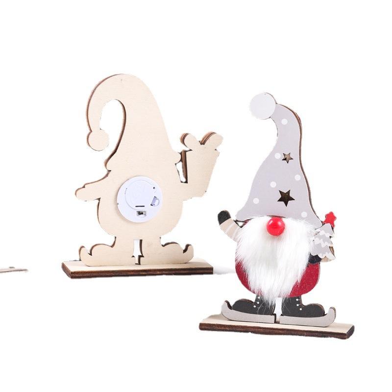 Christmas Decoration Glowing Christmas Faceless Old Man Wooden Ornaments LED Glowing Forest Old Man Decoration