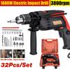1880W 0-3800r/min Electric Brushless Motor Impact Drill 3MM Electric Impact Drill Torque Driver Tool 32Pcs