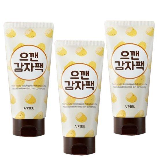 A pieu Mashed Potato Pack Wash-Off Mask – Brightening & Skin Smoothing Care 130ml (Set of 3)