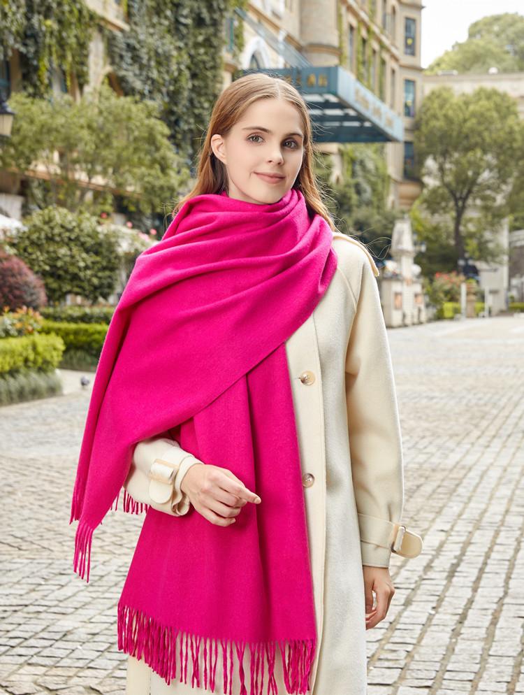 Classic Simple Solid Wool Blend Scarf Women Men Fall Winter High Quality Woolen Shawl Thick Warm Tassel Muffler Female Male Wrap