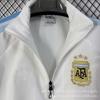 Giacca da Allenamento Calcio Uomo Argentina Collo Alto Bianco Antivento Zip Doppio Strato Cappotto da Esterno