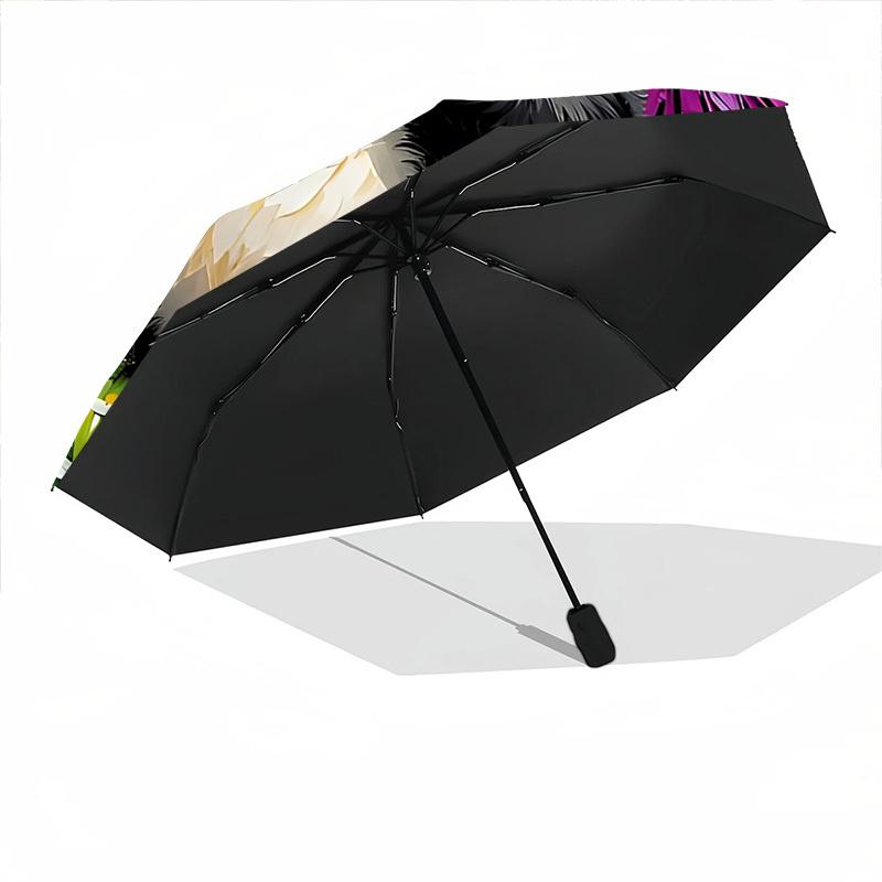 1pc Panda Flowers Automatic Open/Close Umbrella - Portable Collapsible Umbrella with 8-Rib Stability, Fashion Lovers Yy251017097