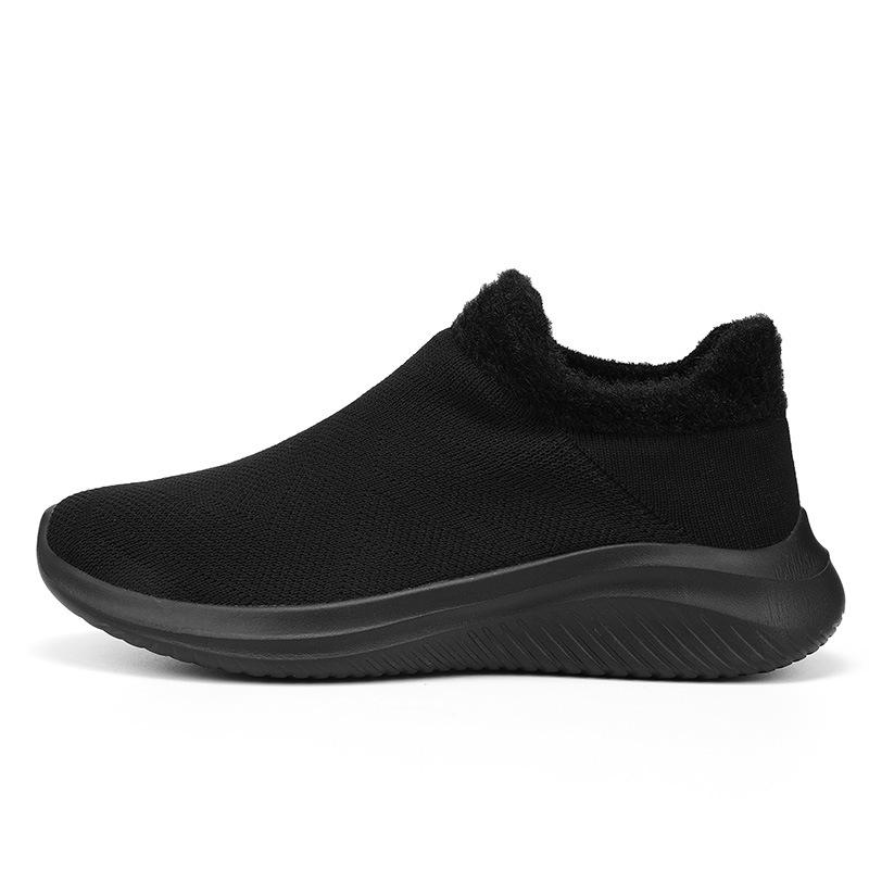 Thick-soled casual winter velvet thermal shoes lazy fly-woven mesh shoes sports hiking shoes