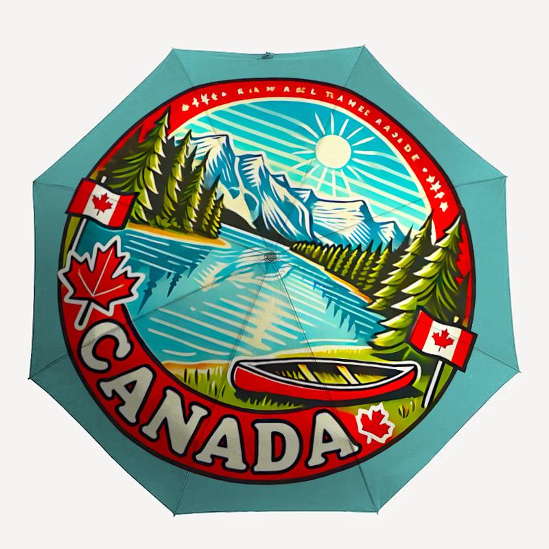 1pc Canada Nature Automatic Folding Umbrella Portable Collapsible Umbrella for All Seasons, 8-Rib Durable Construction, Perfect Gift 012