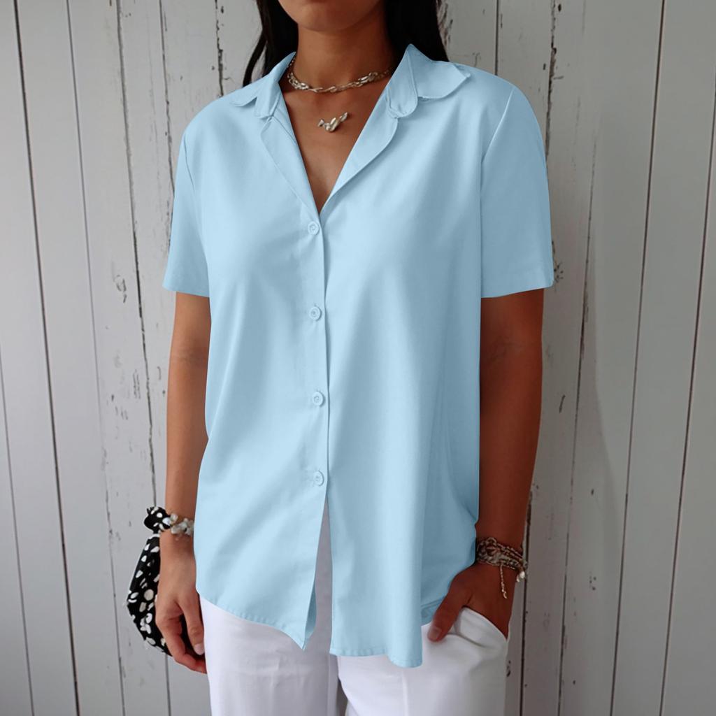 Fashion Womens Chiffon Solid T-Shirt Ladies Plain Short Sleeve Blouse Top