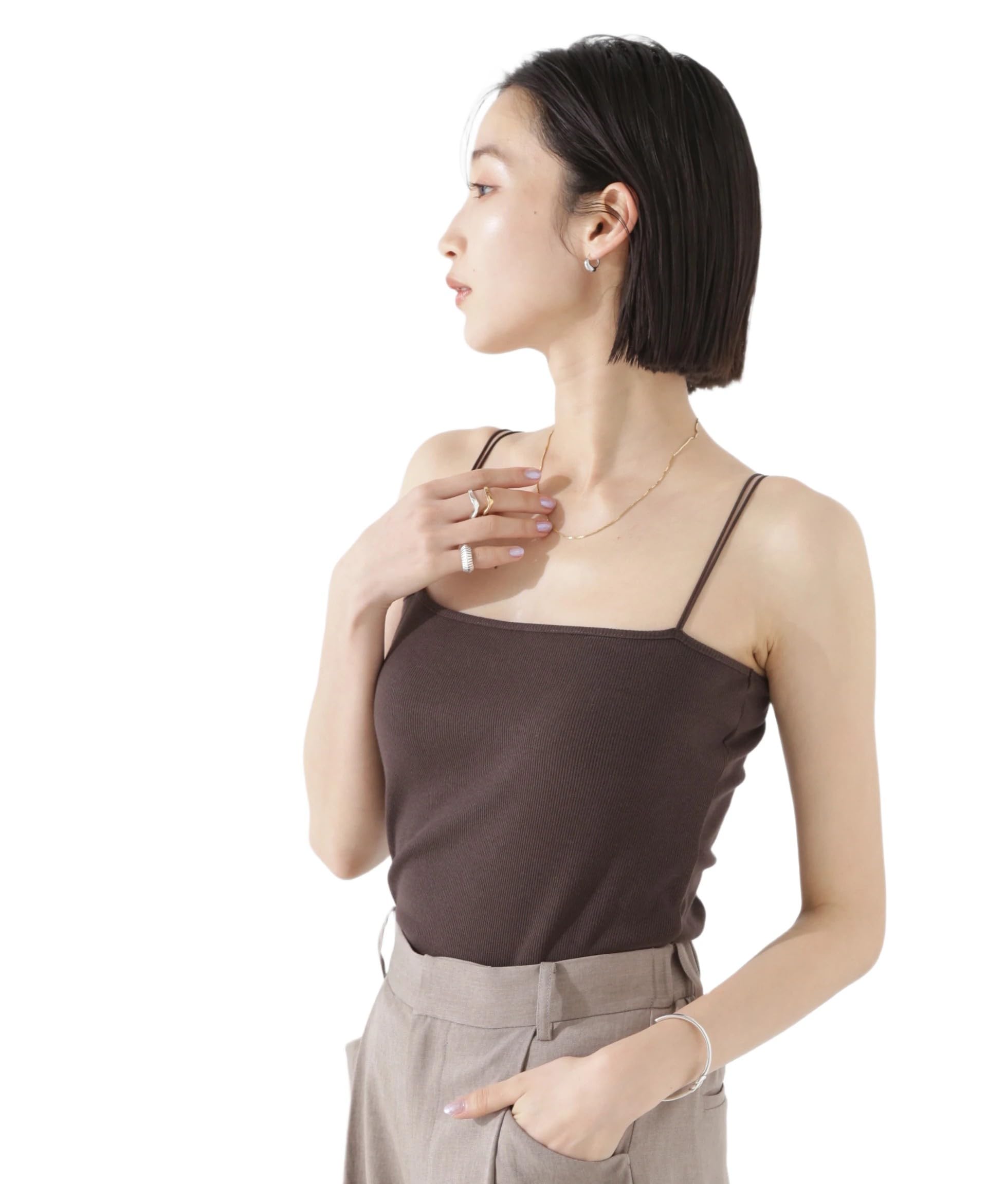 

Nano Universe Антибактериальная и дезодорирующая рубчатая майка с чашками и бретелями двойного размера F, женская, 050, коричневый, 673-5124300