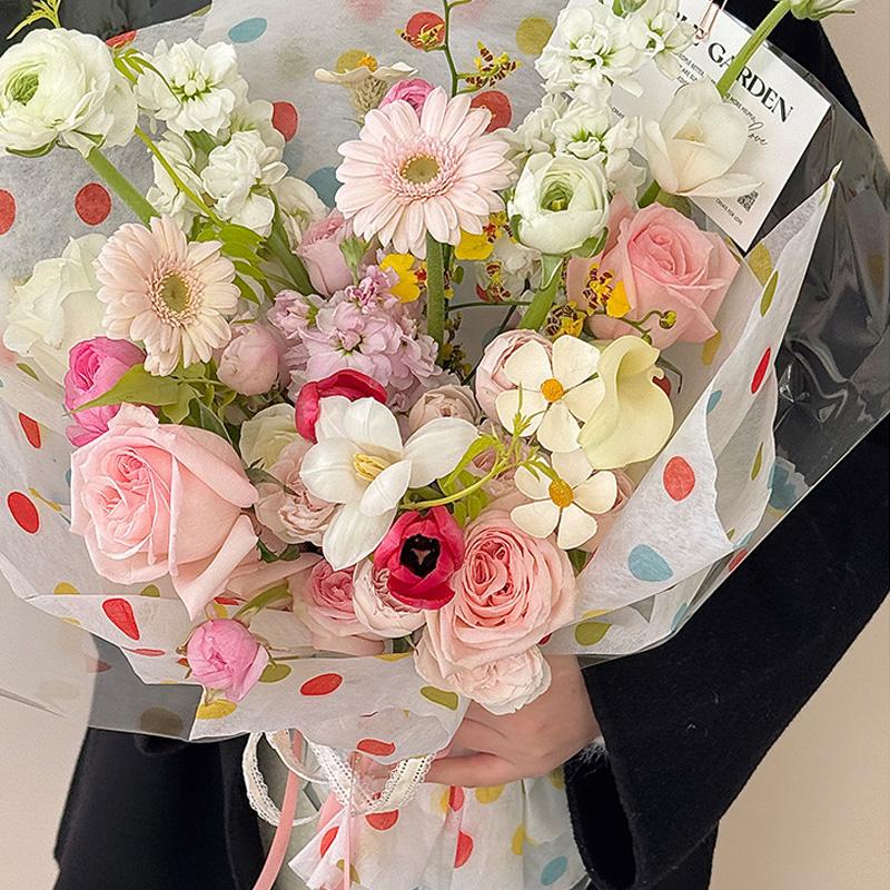 5Yarduri/rol Hârtie Artă Buchet de Flori Hârtie de Ambalaj Bumbac Lapte Hârtie de Căptușeală Interioară Hârtie de Bumbac Nețesută Imprimată