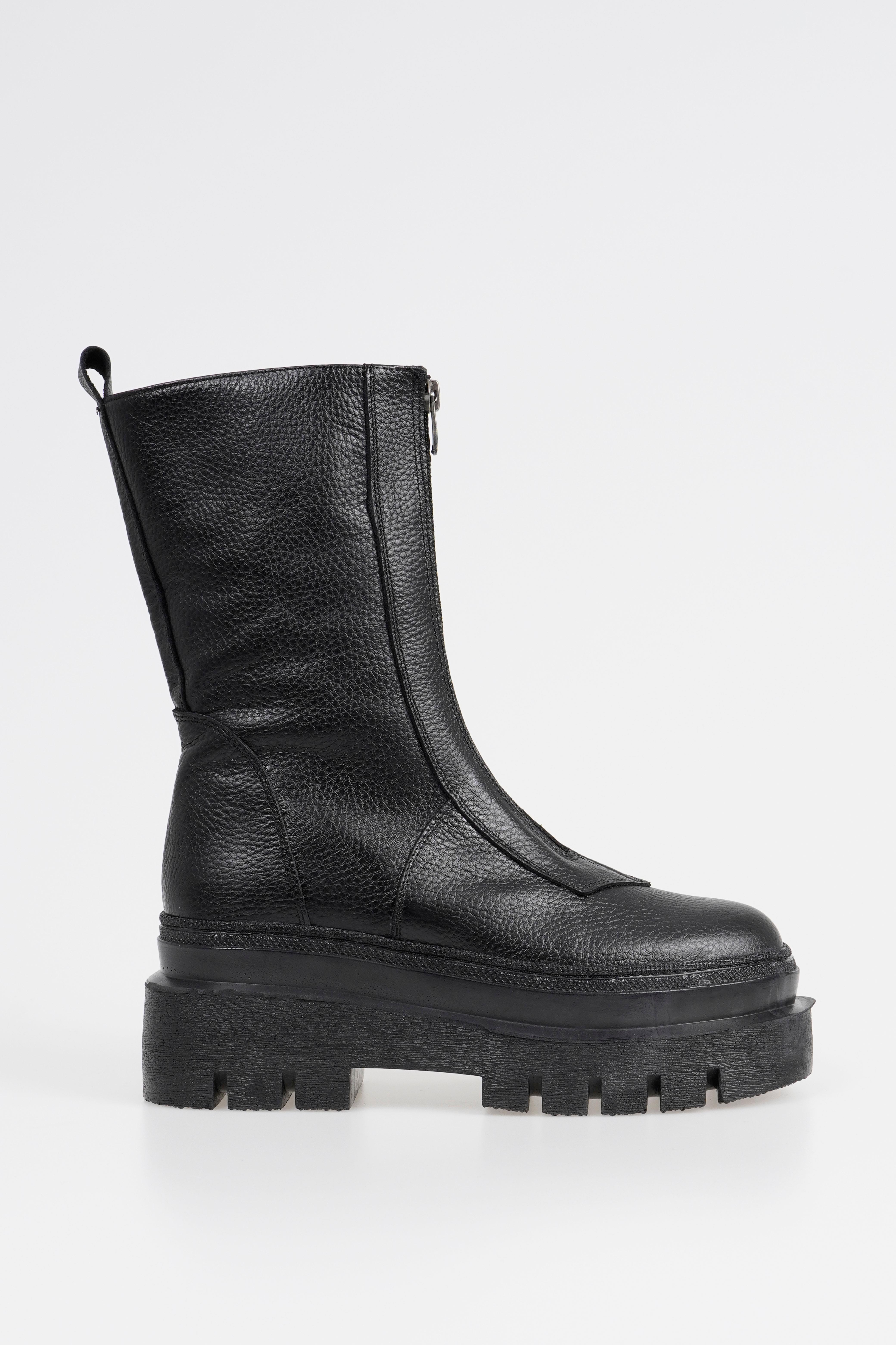 

Callizio/женские ботильоны из натуральной кожи на молнии спереди, модная зимняя обувь ручной работы с подошвой до середины икры на платформе, с круглым носком