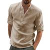 New Men's Casual Blouse Cotton Linen Shirt Loose Tops Long Sleeve Tee Shirt Spring Autumn Casual Handsome Men Shirts