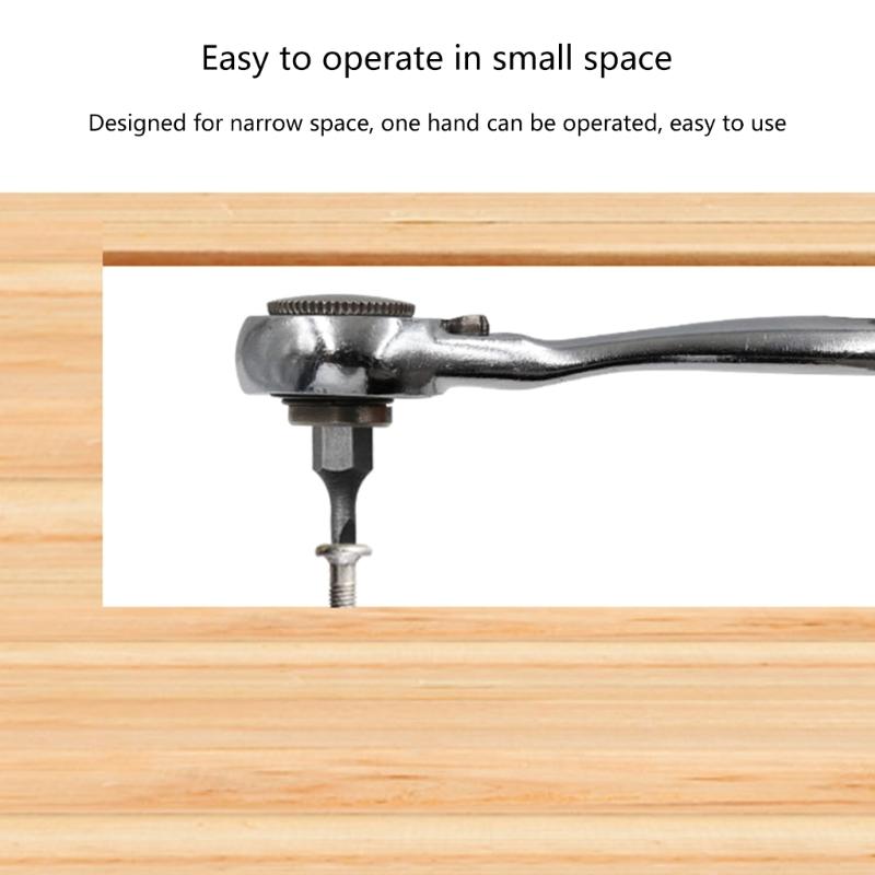 72 Teeth Mini 1/4 Inch Spanner Single-Ended Torque Ratchet Wrench Spanner Portable Repair Tools For Vehicle Bicycles