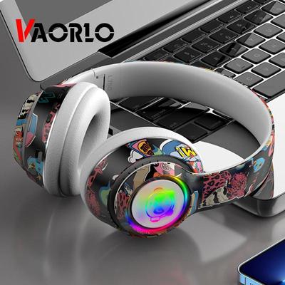 VAORLO Graffiti brilhante fone de ouvido ture sem fio bluetooth 5.1 super bass alta fidelidade estéreo ipx7 à prova dwaterproof água redução ruído para o jogo
