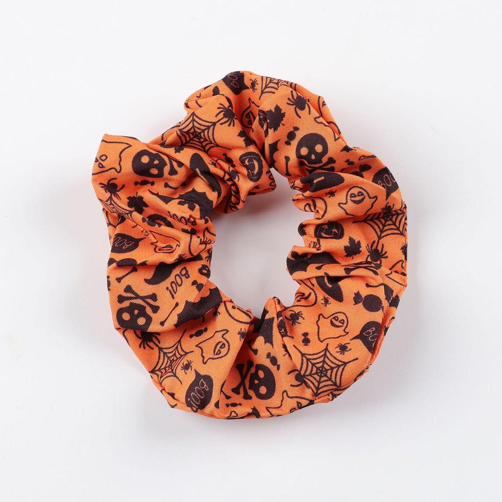 5pcs Halloween Hair Ties: Pumpkin, Ghost, Bat Designs; Strong Elastic Ponytail Holders
