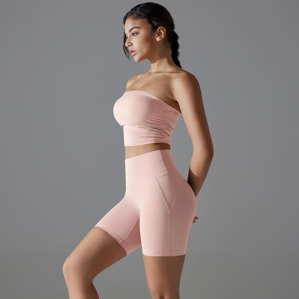 New One-piece Sports Bra With Anti Slip, Anti Glare, Strapless Yoga Suit Set, Base, Fitness Shorts Two-piece Set