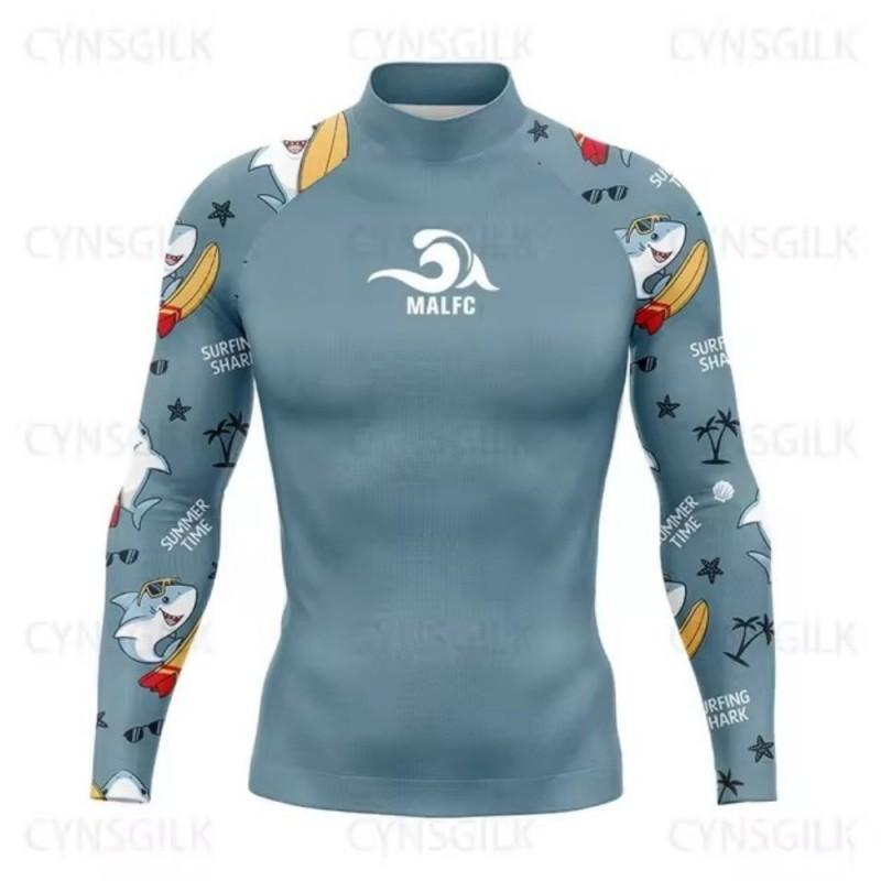 

MALFC Men s Sunscreen Surfing Suit Swimsuit UPF50 Water Sports Long-Sleeved T-Shirt Diving 5XL