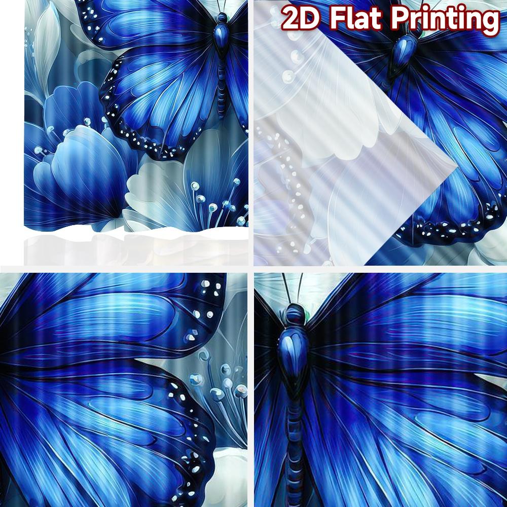 2D flat Photography Backdrop Background Banner Blue Butterfly on Flowers 100% Polyester Party Decorations Use for Suitable