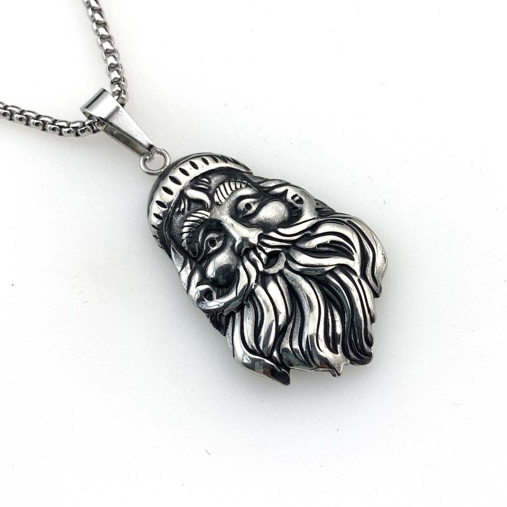 Christmas Gift Retro Personality Old Man Pendant Titanium Steel Necklace Personality Hip Hop Sweater Chain Accessories
