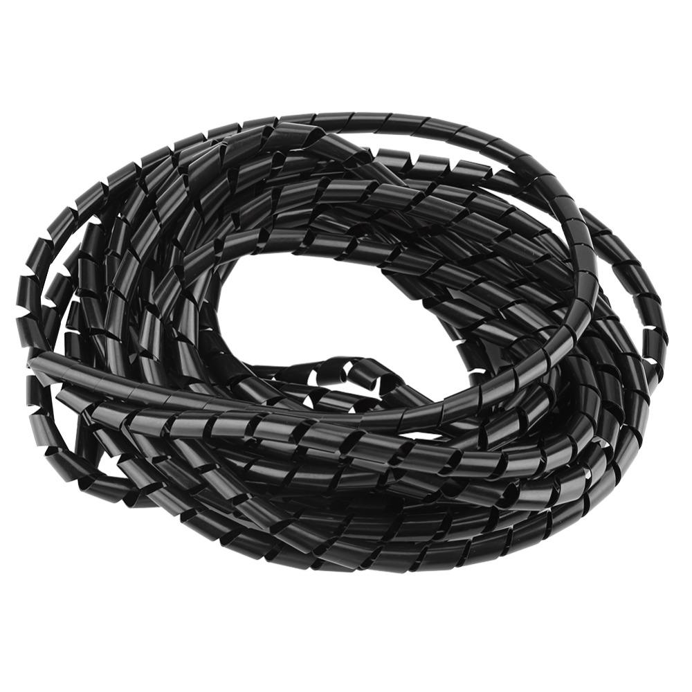 Black Spiral Cable Wrap External Diameter 10mm Wire Management Sleeve Computer Wire