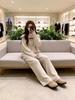 Korean Style Women's Winter Knit Two-Piece Set: Age-Reducing Elegant Sweater & Loose Wide-Leg Pants