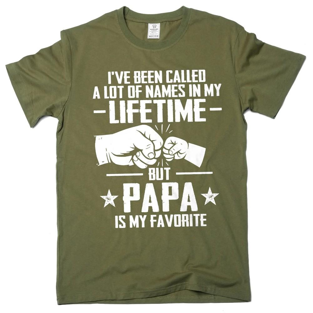 Men's Papa T-shirt Grandpa Dad Father Grandkids Father's Day Christmas Tee