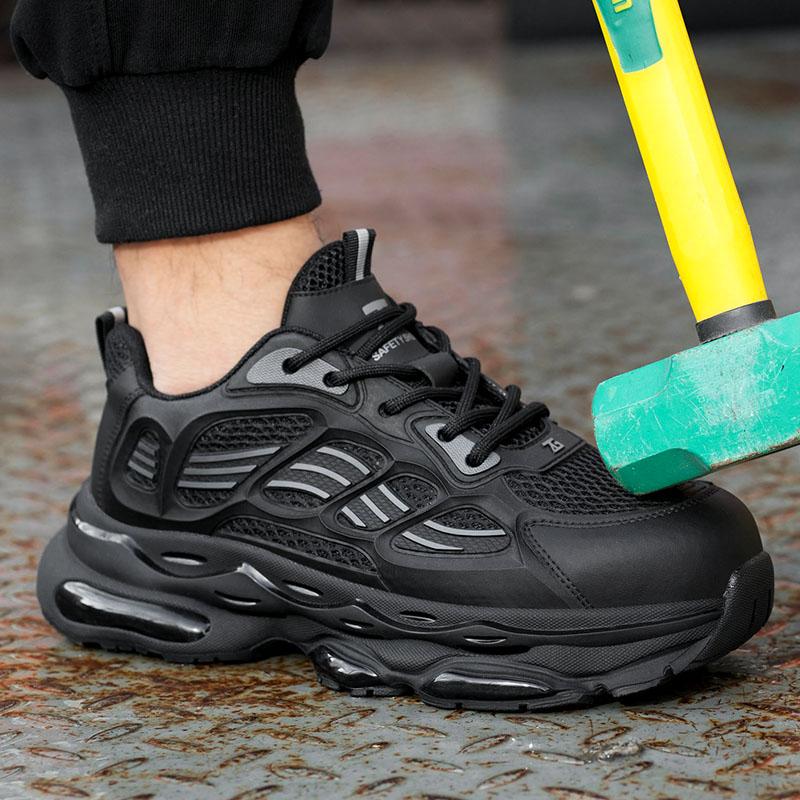 New Fashion Texture Men Work Safety Shoes Sneakers Steel Toe Cap Indestructible Labor Protection Anti-smash Male Footwear