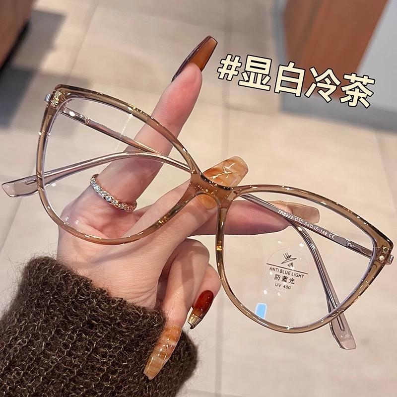 Retro tortoiseshell cat eye glasses for nearsighted men women anti blue light glasses tr90 round large frame leopard eyeglasses