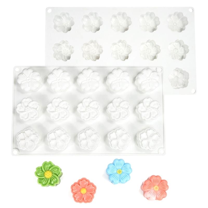 15 Unit Flower Cake Mold For Baking Crafts Heatproof Dishwasher Safe Quick Demolding 55KF