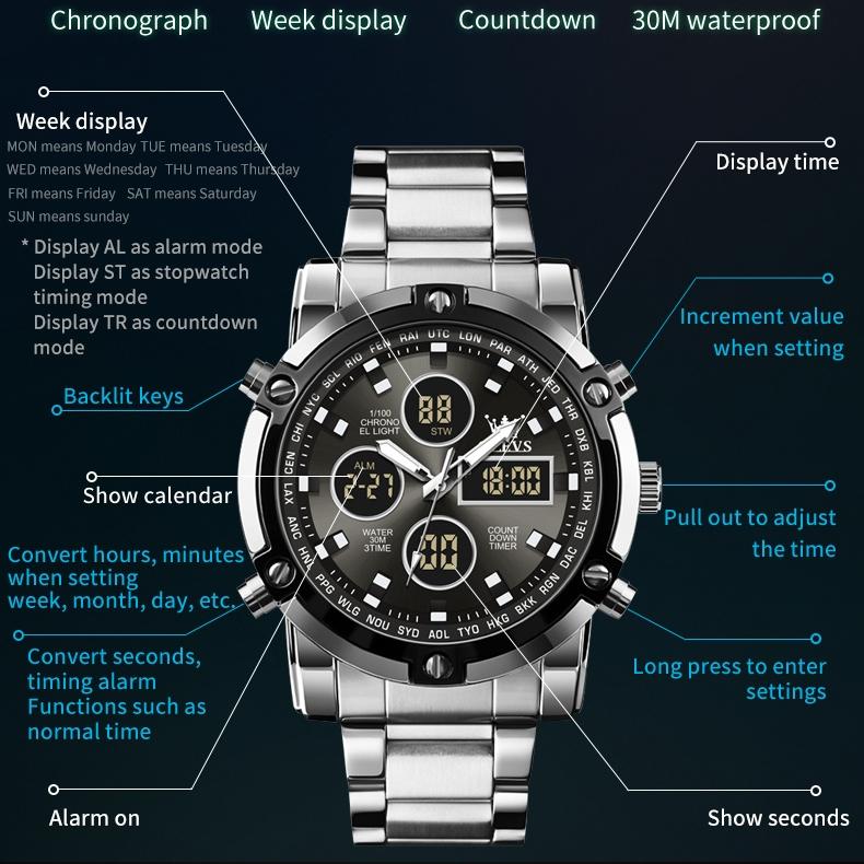 OLEVS Watches Multi-functional Electronic Watch Sports Chronograph Men's Watch Men's Watch