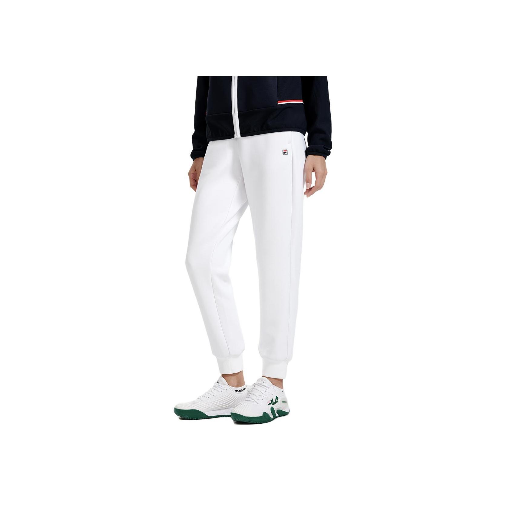 

FILA Logo Letter Print Straight Leg Cuffed Knit Sports Pants Women bottoms Jade-White A11W313603F-WT M