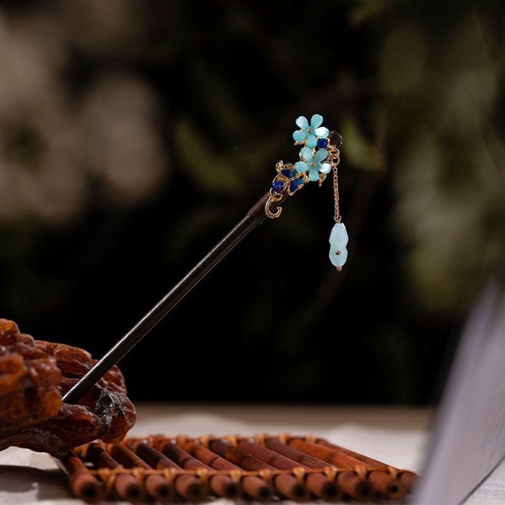 Disk Hair For Ladies Hair Accessories Flower Hair Sticks Wooden Hair Fork Chinese Style Hairpin