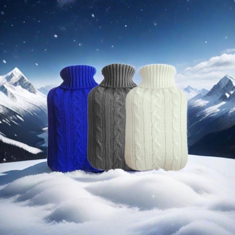 1pc Cozy Waffle Knit Fabric Hot Water Bottle Cover, Decorative Knitted Sleeve for Standard Hot Water Bottles