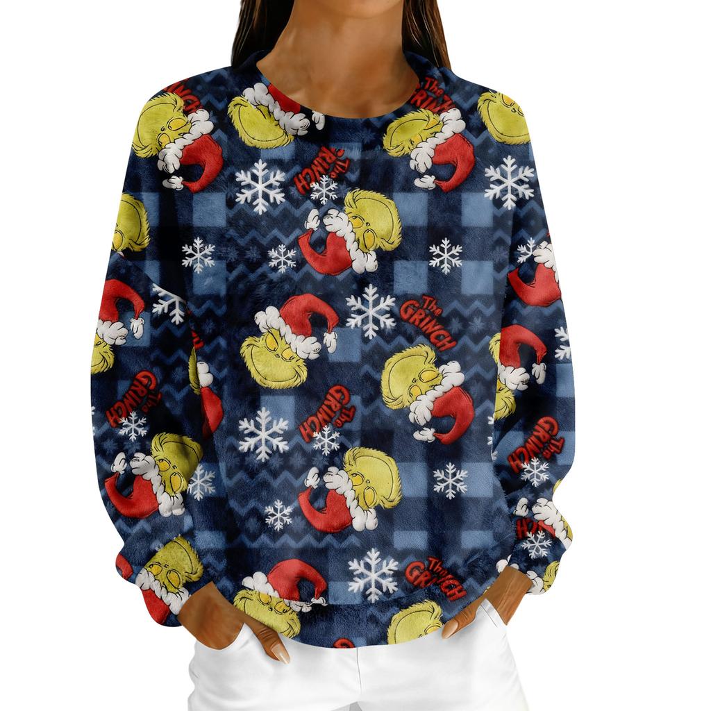 Women's Fleece Hoodie Long-Sleeve Round  Neck Casual Comfortable Loose-Fit Lightweight Women's Hoodie