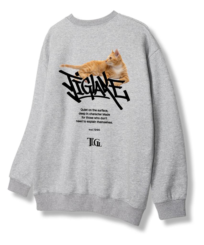 TI.GLAKE Cat Sheaf Sweatshirt Gray [Fleece Lining]