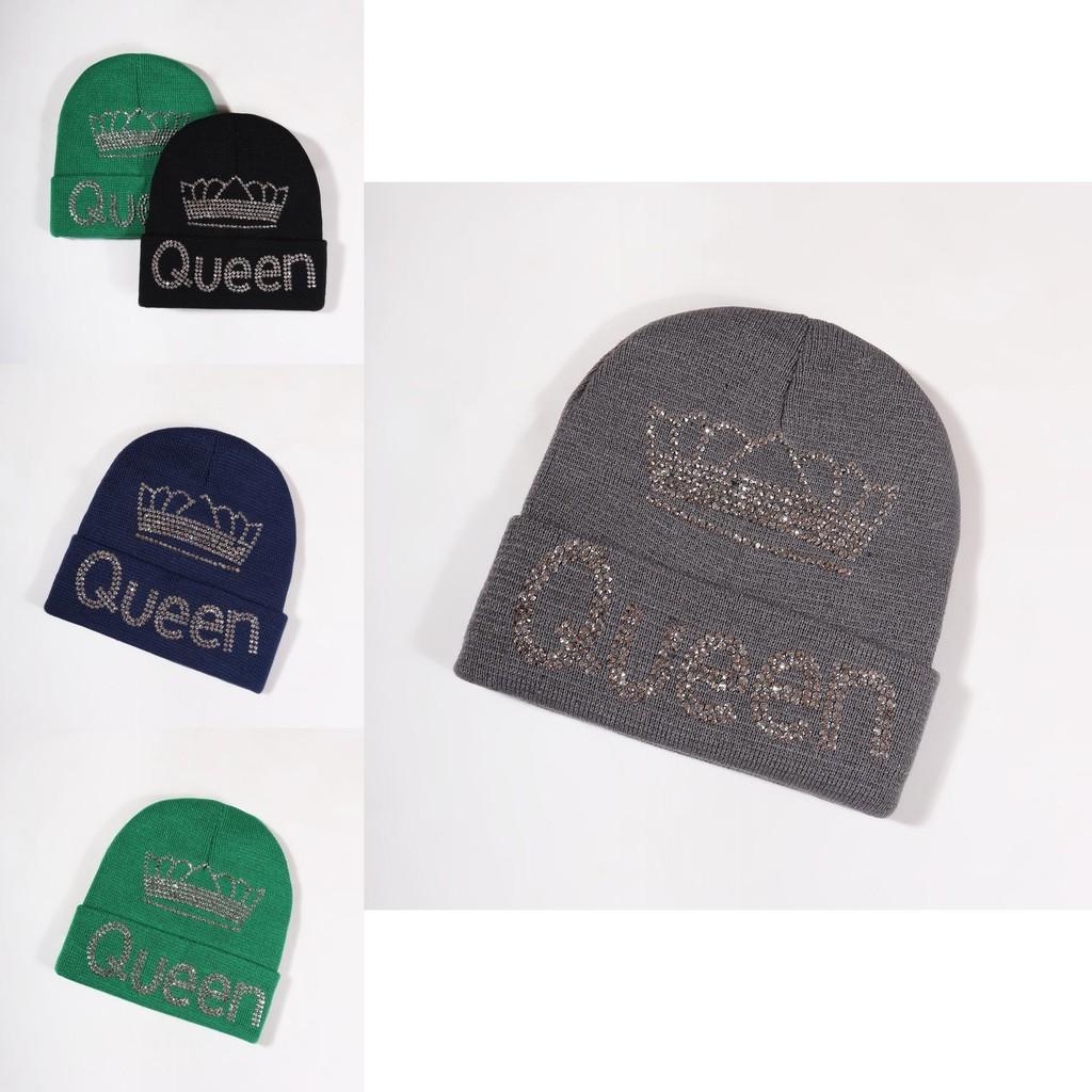 Minimalist Acrylic Beanie With Queen Crown Pattern For Casual Winter Wear