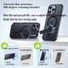 Matte Transparent Magsafe Phone Case for iPhone 16 15 14 13 12 Pro Max Plus Aluminum alloy 360 ° Rotating Bracket Magnetic Cover