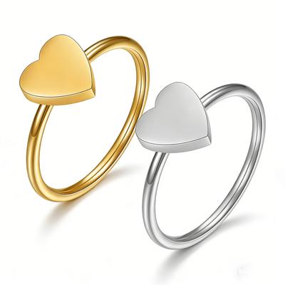 Heart Ring for Women Men Stainless Steel Minimalist Love Band Personalized Couple Rings for Wedding Engagement Gift