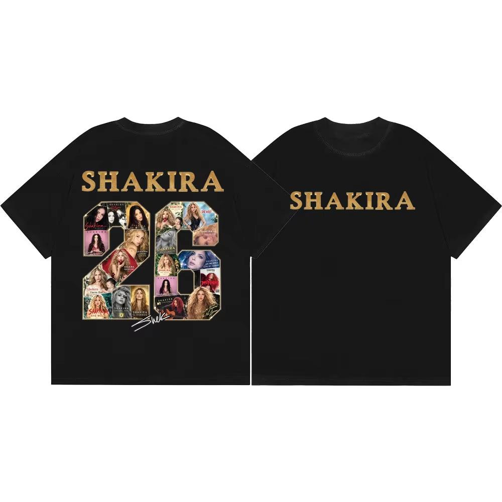 Singer Shakira World Tour 2026 Merch Tshirts Fashion Vintage Short Sleeve T Shirts Unisex Unisex Casual Cotton Tshirt Streetwear