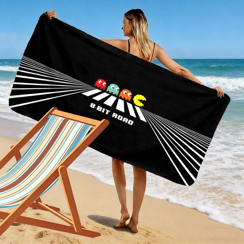 Pac-Man Print Beach Towel, Large Soft Quick Dry Towel for Beach Camping Swimming