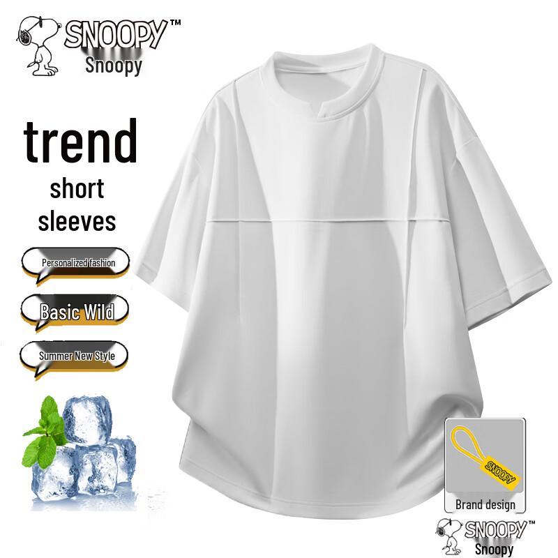 SNOOPY Men s Ice Silk V-Neck Quick-Dry T-Shirt 3XL белый