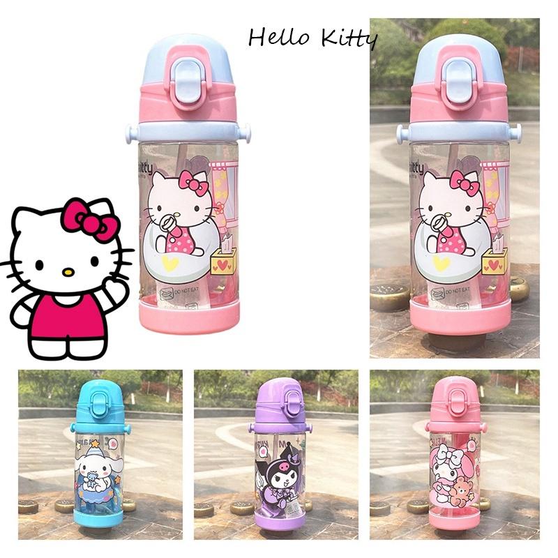 Creative Sanrio 450ml Kids Water Bottle With Straw Hello Kitty Cinnamoroll Kuromi And Melody Styles