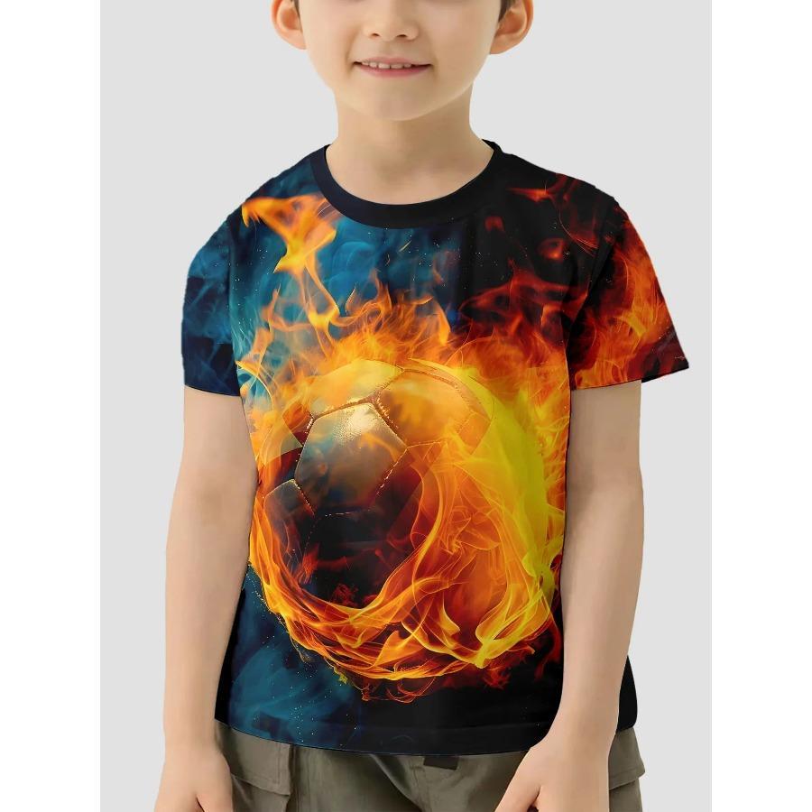 Kids T-shirt Soccer Football Print T-shirt Fashion Casual Short Sleeve Tees Summer Boy and Girl Tees Tops Clothing