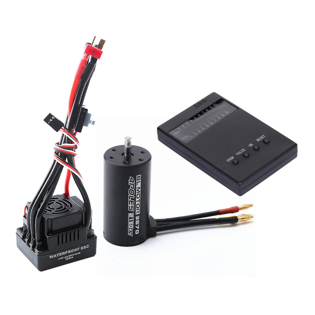 Waterproof 3670 2150KV Brushless Motor 120A Brushless ESC Programming Card Combo Set for 1 8 Remote Control Car Truck